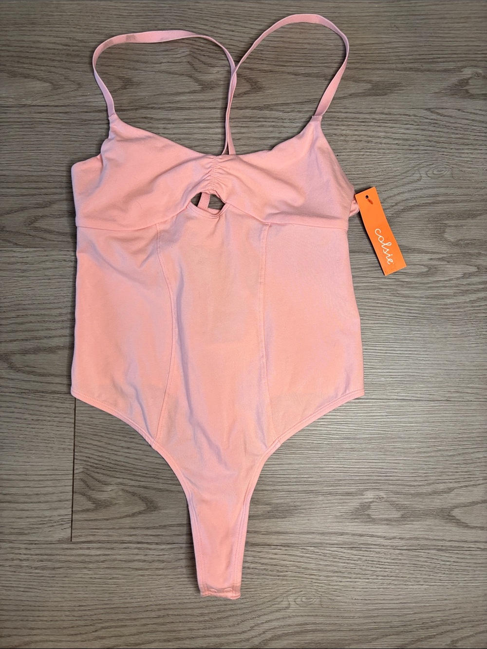 Colsie Pink Front-Keyhole Stretch Bodysuit
